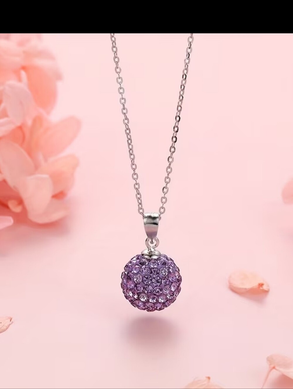Purple Crystal Pave Ball Pendant Necklace - Women Jewelry
